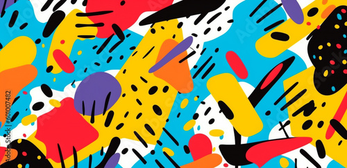 wallpaper banner with geometric lines and shapes, pop art colors 80s style, generative ai illustration