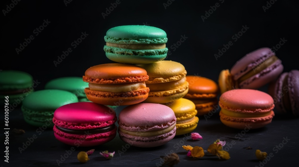 Traditional french colorful macarons. AI generative. Traditional french colorful macarons. AI generative.