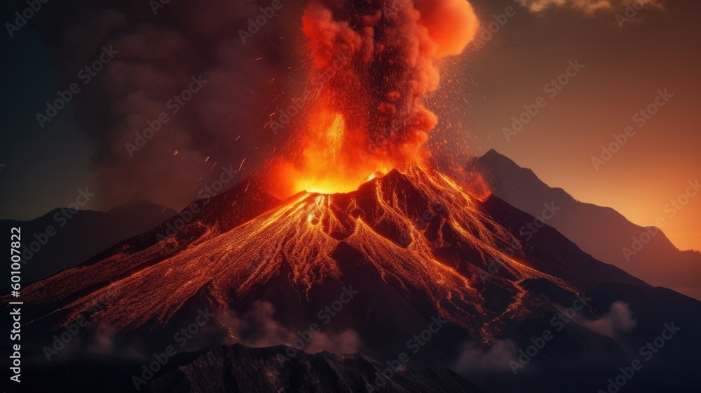 Volcano eruption. AI generative.