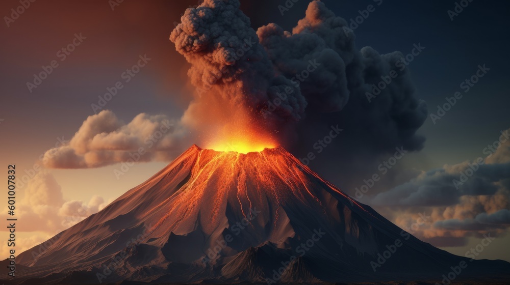 Volcano eruption. AI generative.