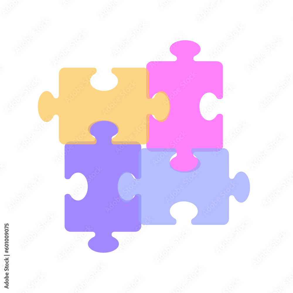 Puzzle. Four sided square puzzle presentation. Can use for web business statistics, banner, infographics. Flat vector illustration isolated on white background. Puzzle. Four sided square puzzle presentation. Can use for web business statistics, banner, infographics. Flat vector illustration isolated on white background.