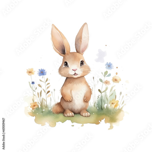 rabbit watercolor colors for kids simple drawing childish cute