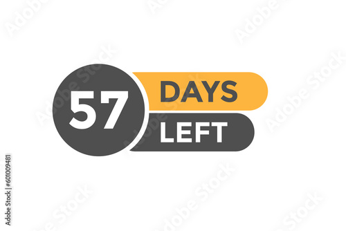 57 days Left countdown template. 57 day Countdown left banner label button eps 10