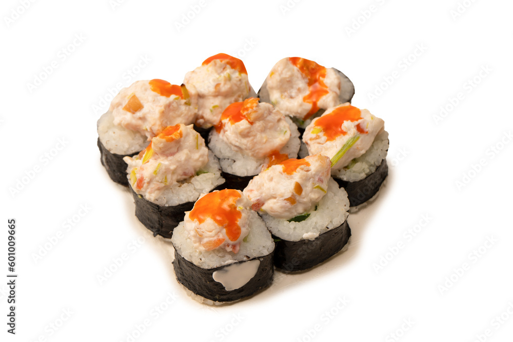 Sushi with cream cheese isolated on white background. Sushi with cream cheese isolated on white background.