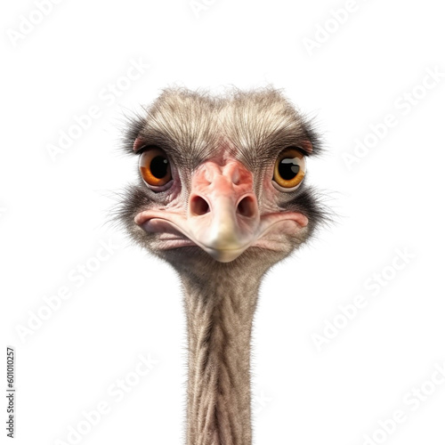 Fototapeta ostrich face shot isolated on transparent background cutout