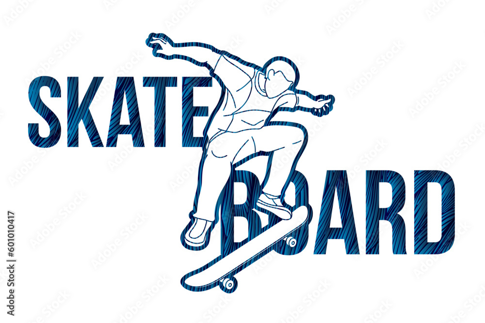 Skateboard Text Font Design Cartoon Graphic Vector