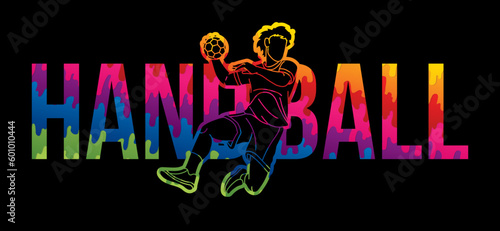 Handball Sport Text Design Cartoon Graphic Vector