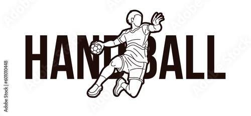 Handball Sport Text Design Cartoon Graphic Vector