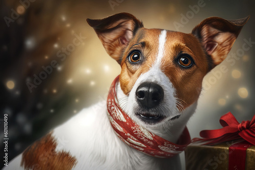 portrait of a young dog jack russell for the new year, Generative Ai