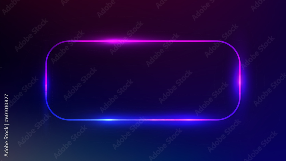 Neon rounded rectangle frame with shining effects Neon rounded rectangle frame with shining effects