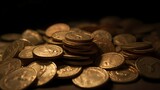 Gold coins cash piles. Generative AI