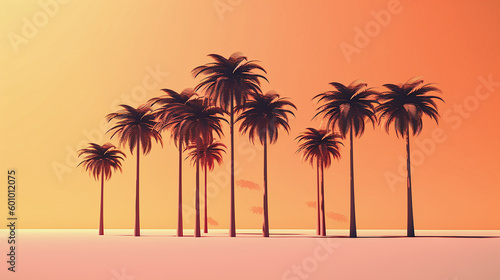 Silhouette of Coconut Trees at the Beach. Generative AI.