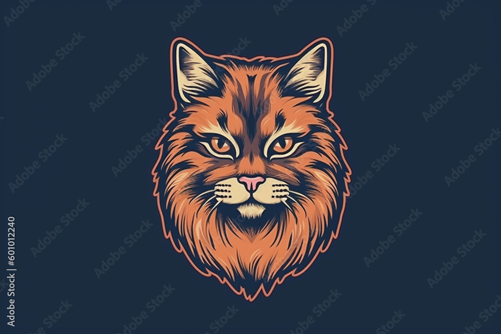 Logo with siberian cat in center. Logo with siberian cat in center.