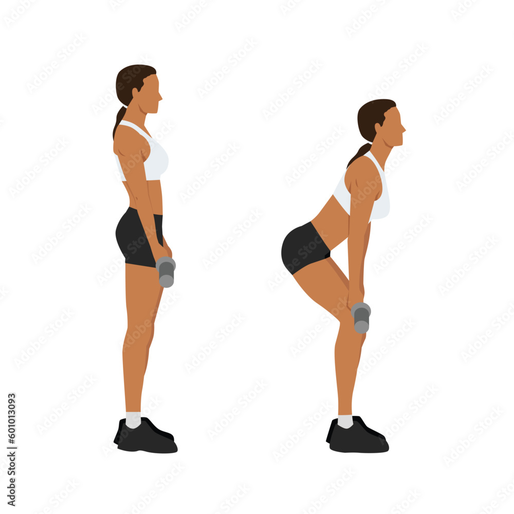 Woman doing Rack pulls exercise. Flat vector illustration isolated on white background Woman doing Rack pulls exercise. Flat vector illustration isolated on white background