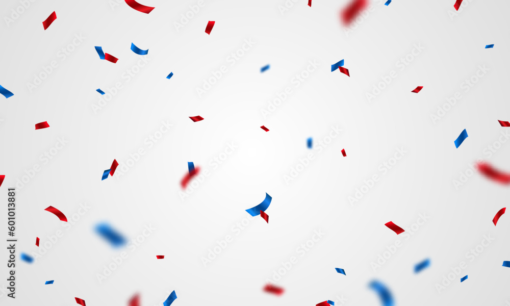red and blue paper vector illustration Zigzag ribbons falling from above Streamers, tinsel vector