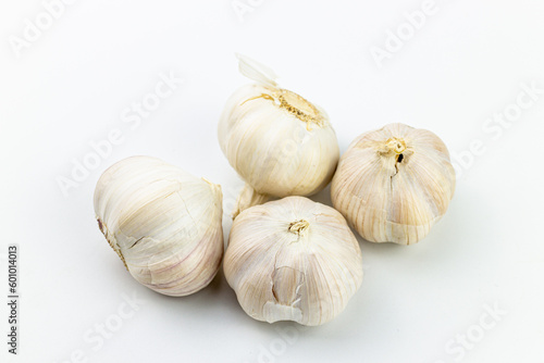 Garlic isolated on white background. Clipping path included for easy extraction.