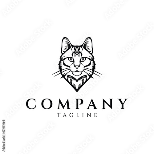 Cat head hipster vintage logo design vector illustration © Leyde
