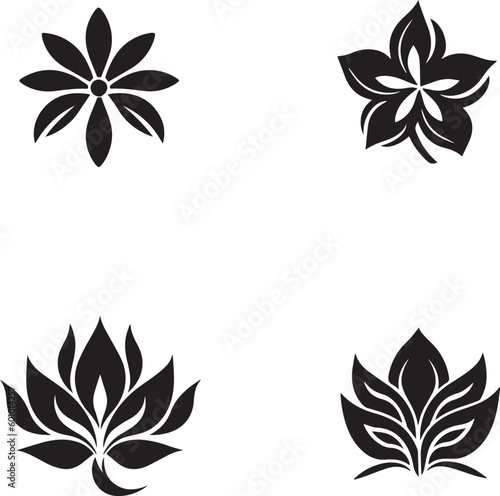 Fototapeta Naklejka Na Ścianę i Meble -  Flowers logo set, flowers icon set isolated on a white background, Vector, Illustration, SVG