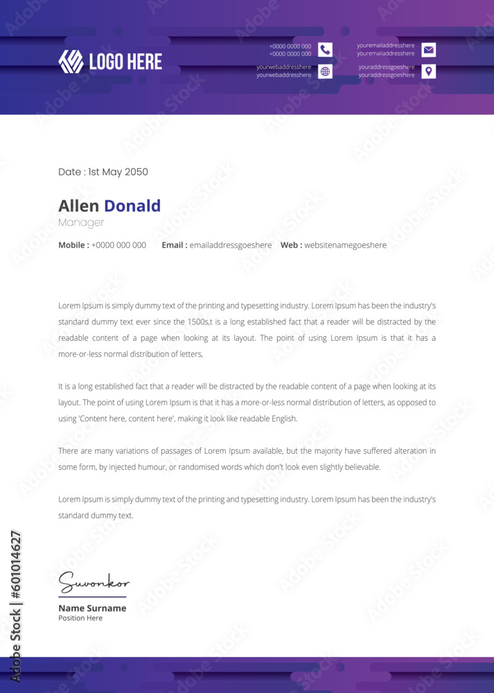 Modern Letterhead Design for your business and branding Modern Letterhead Design for your business and branding