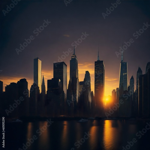 The Golden City: A Hyperrealistic Sunset in NYC 8k