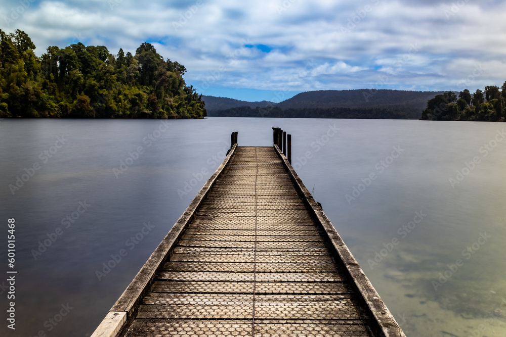 The pier at a lake in New Zealand's South Island