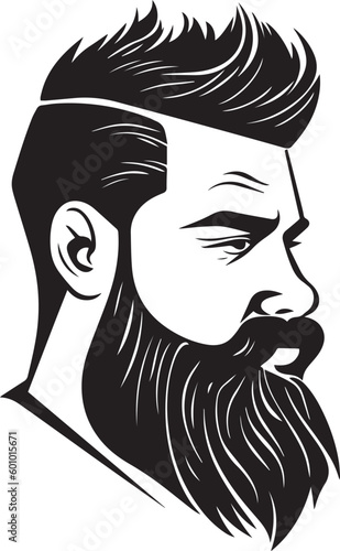 Brutal man, man with beard and hair, barbershop logo, vector illustration, SVG