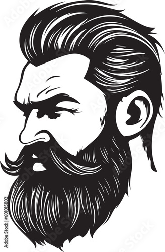 Brutal man  man with beard and hair  barbershop logo  vector illustration  SVG