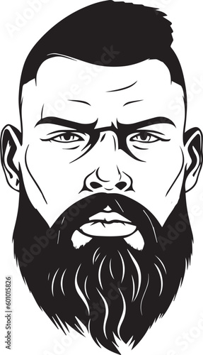 Brutal man, man with beard and hair, barbershop logo, vector illustration, SVG