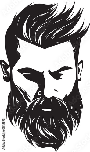Brutal man, man with beard and hair, barbershop logo, vector illustration, SVG