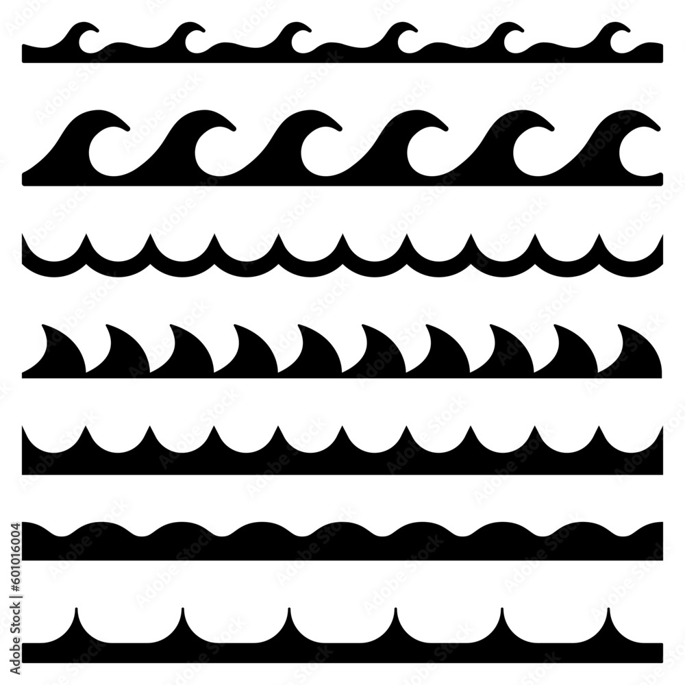 Wave icon set. Collection of Water line symbol. Flat vector illustration Wave icon set. Collection of Water line symbol. Flat vector illustration