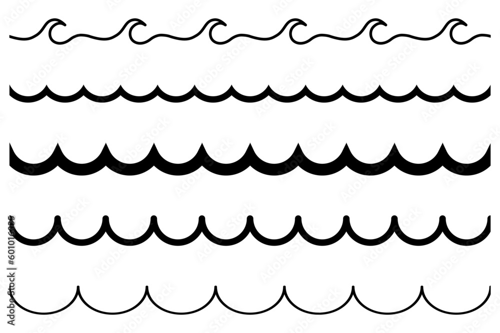Wave icon set. Collection of Water line symbol. Flat vector illustration Wave icon set. Collection of Water line symbol. Flat vector illustration