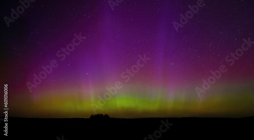 Northern lights - Aurora borealis  on the north side. Lithuania.