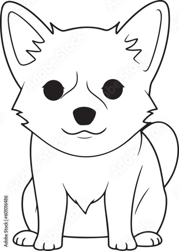 Anime dog in cartoon style, anime dog, coloring page, vector Illustration, SVG
