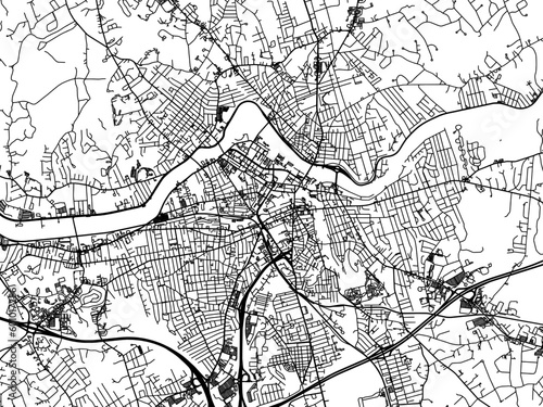 Vector road map of the city of  Lowell Massachusetts in the United States of America on a white background.