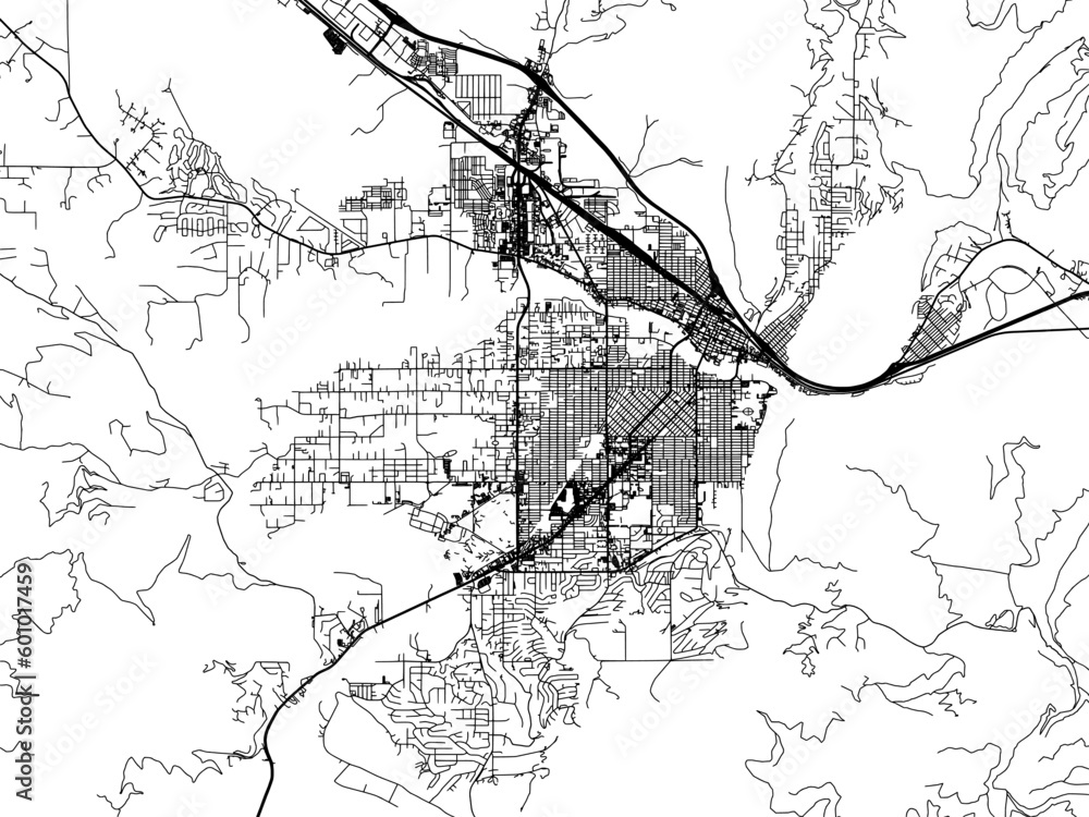 Vector road map of the city of  Missoula Montana in the United States of America on a white background.