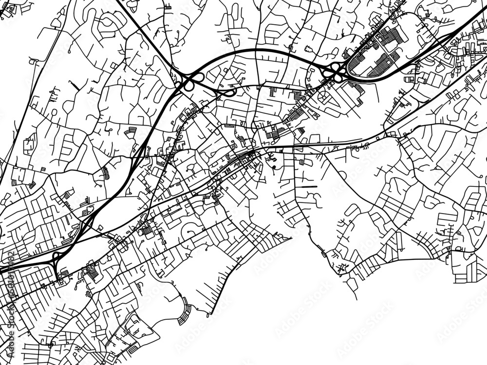 Vector road map of the city of  Midford Connecticut in the United States of America on a white background.