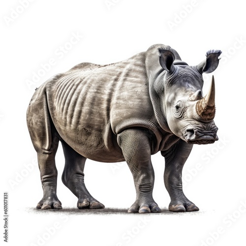 White rhinoceros isolated on white background. generative AI
