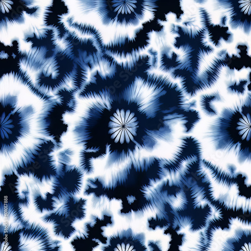 Tie Dye  Blue and White Shibori Fabric Pattern  photo