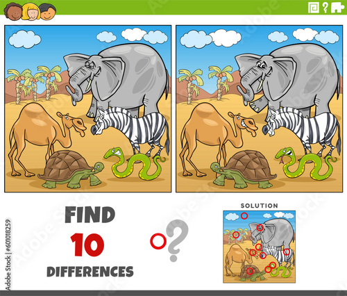 differences activity with comic animal characters group