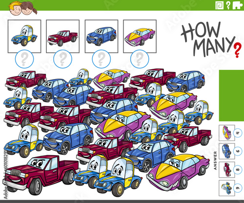 how many cartoon cars characters counting game