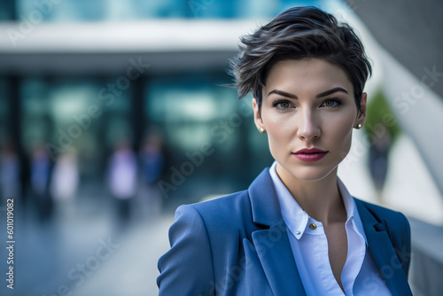 Rising to the Top: Confident Businesswoman Thrives in Urban Corporate Environment, ai generative photo