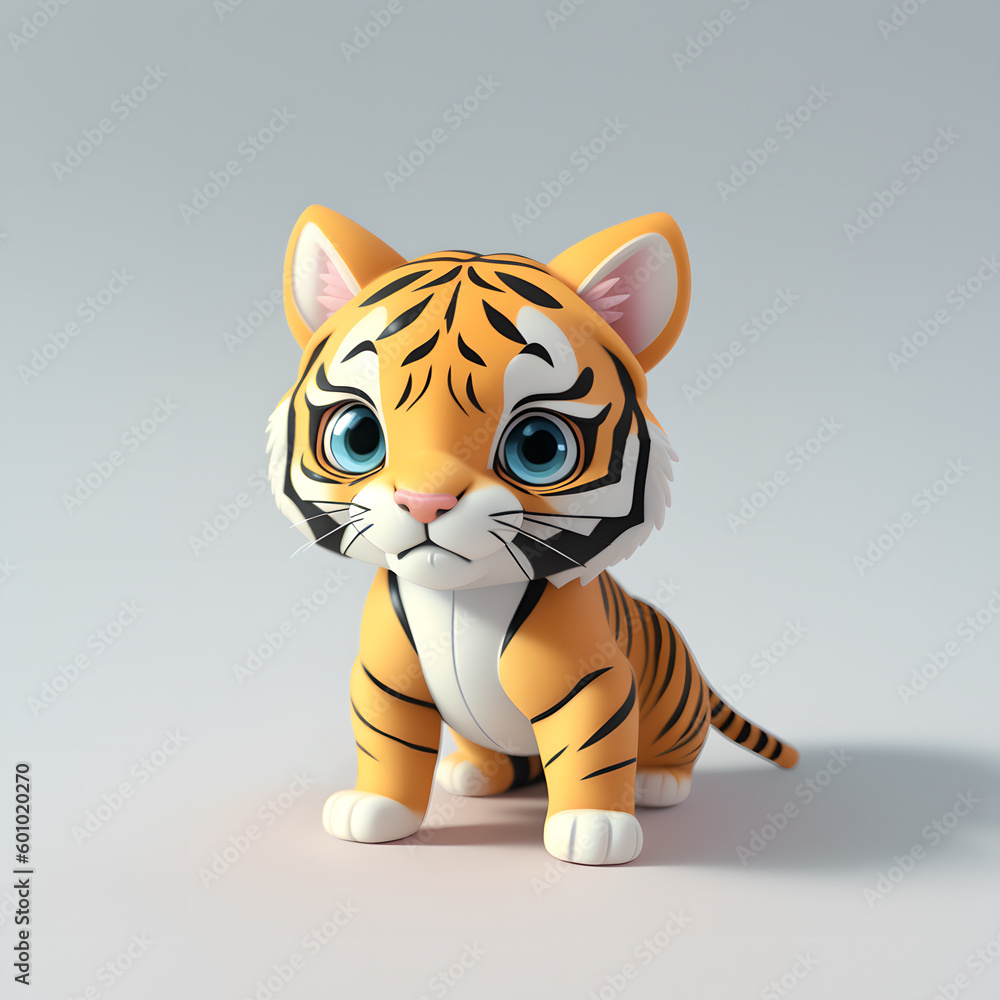 Cute cartoon character little tiger. Generative AI Cute cartoon character little tiger. Generative AI