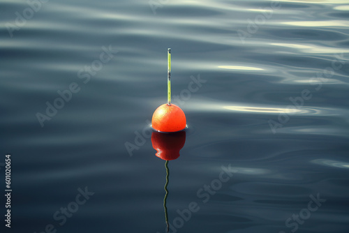 Fishing float on calm water surface. Generative art © Cheport