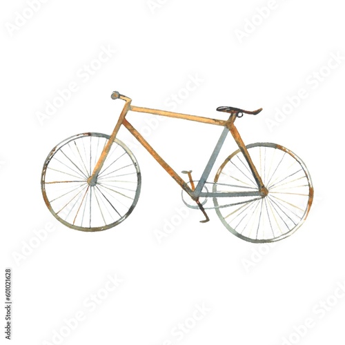 isolated watercolor hand drawn bicycle, minimalistic hand drawn bicycle picture