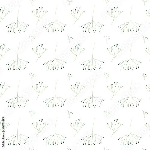 watercolor pattern with minimalistic twigs  leaves pattern  grass print  hand-drawn watercolor nature motifs