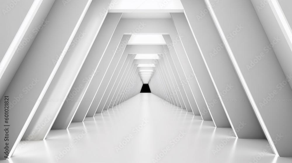 Fototapeta premium Modern Futuristic Light Corridor with White Background