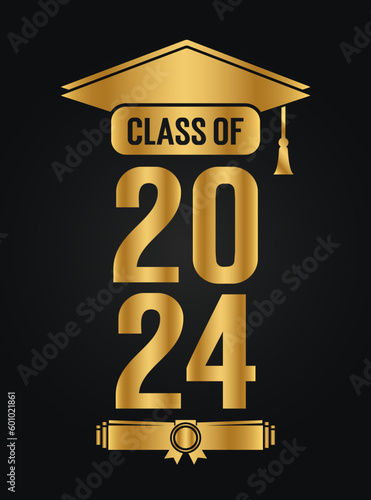 Hand drawn text illustration for class of 2024 graduation