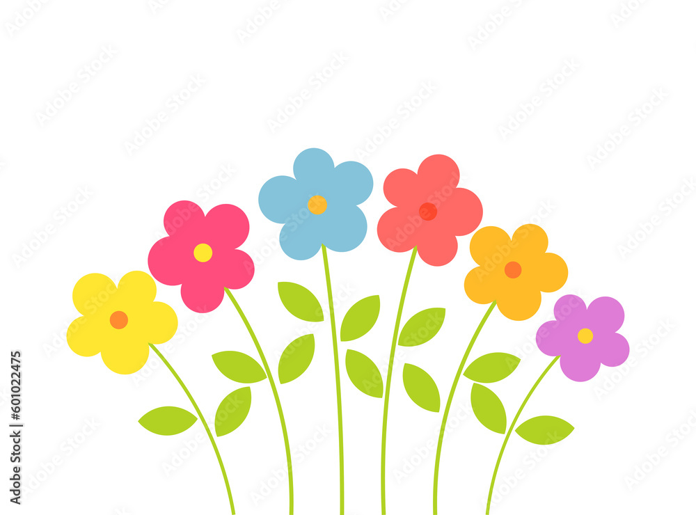 Colorful flowers on transparent background. Png illustration, Colorful flowers on transparent background. Png illustration,