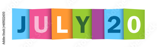 JULY 20 colorful vector typography banner