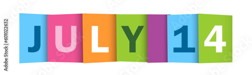 JULY 14 colorful vector typography banner